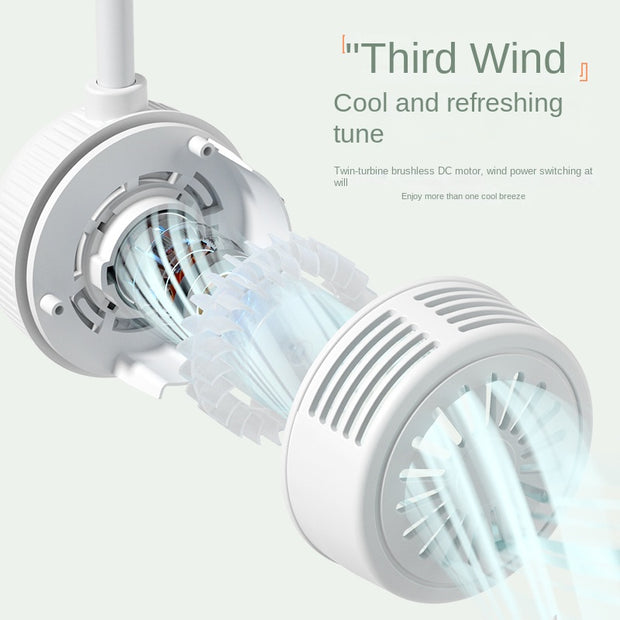Close-up of twin-turbine design of a neck fan by eprolo, showcasing innovative cooling technology for outdoor sports enthusiasts.
