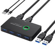 USB 3.0 Switch for sharing 4 USB devices between 2 computers, featuring a compact design.