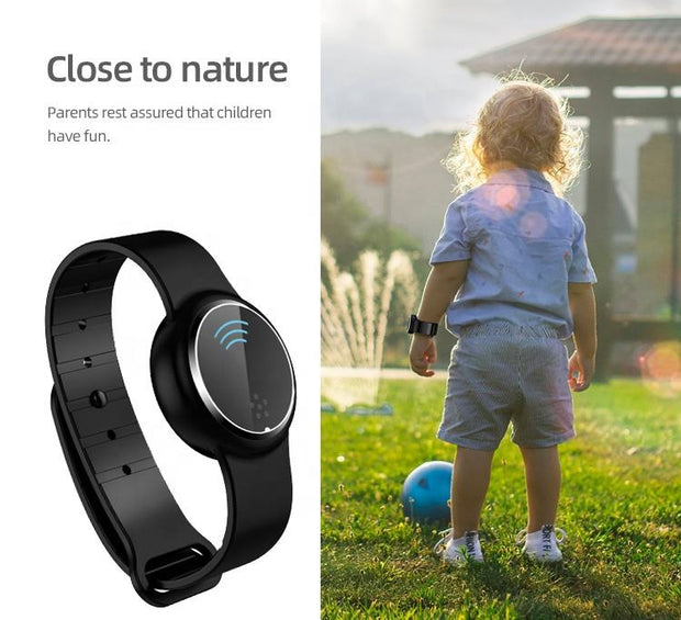 eprolo Ultrasonic Mosquito Repellent device pictured outdoors on a child, emphasizing its safety for kids while enjoying nature without mosquitoes.