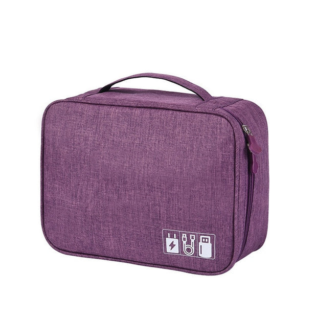 Purple Travel Storage Bag from eprolo, a stylish solution for storing data cables and tech essentials.