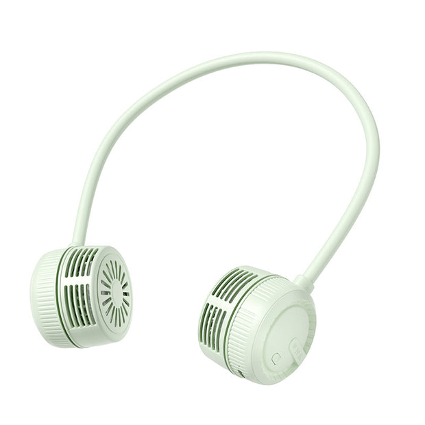 Portable Foldable Neck Fan by eprolo in green color, featuring a bladeless design and USB charging capability, perfect for outdoor sports.