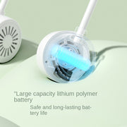 Detailed view of the large capacity lithium battery in an eprolo neck fan, emphasizing long-lasting battery life for outdoor sports.