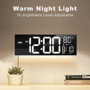 Sophisticated 16" eprolo Dual Alarm Wall Clock, featuring a warm night light mode for soft illumination.