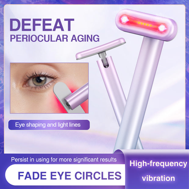 eprolo's Portable Rechargeable Electric Eye Massager demonstrating high-frequency vibration technology for reducing periorbital aging and eye bags.
