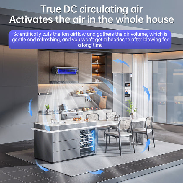 Versatile cooling with a wall-mounted AC fan: sleek and functional for any environment.