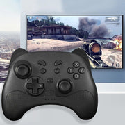 Gaming controller from eprolo, used with Nintendo Switch, featuring a sleek black design while being used for gaming on TV.