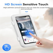 Waterproof Shower Phone Case Holder set in a kitchen environment, highlighting its versatility for hands-free use while cooking.