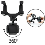 Flexible Universal 360° Car Rearview Mirror Mount Holder for cell phone and GPS, highlighting 360-degree rotation feature for perfect viewing.