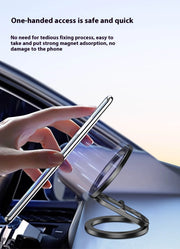One-handed access to the Magnetic Car Phone Holder by eprolo, showcasing its convenience and easy attachment in the car.
