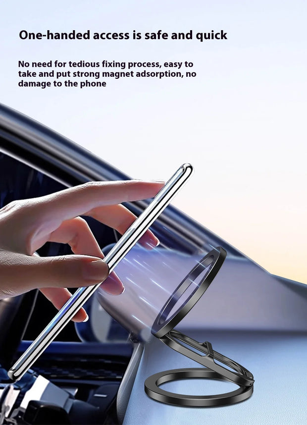 One-handed access to the Magnetic Car Phone Holder by eprolo, showcasing its convenience and easy attachment in the car.