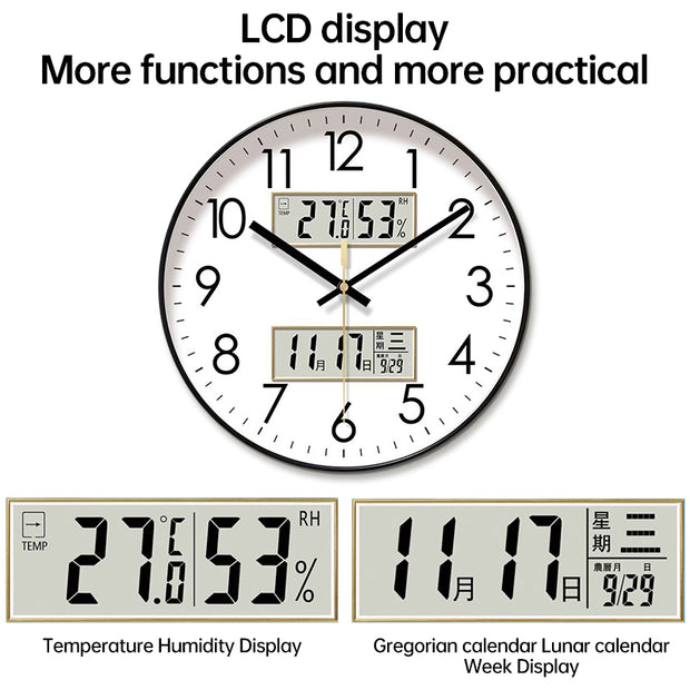 2025 Digital Wall Clock by eprolo displayed against a wall, emphasizing its clarity and design.