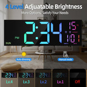 Stylish 16" Remote Control Dual Alarm Wall Clock from eprolo, highlighting adjustable brightness settings for customizable viewing.