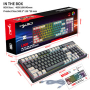 תמונה של מקלדת גיימינג עם תאורת RGB, כפתורים בשני צבעים אפור ולבן, מקלדת ממברנה אלחוטית 2.4G מתוצרת eprolo.