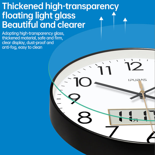 2025 Digital Wall Clock by eprolo illustrating its high-transparency glass design.