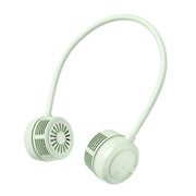 Stylish green and white portable neck fan by eprolo, perfect for hands-free cooling during outdoor sports and activities.