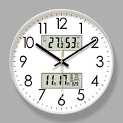 Close-up of 2025 Digital Wall Clock by eprolo showing time, temperature, and humidity features.