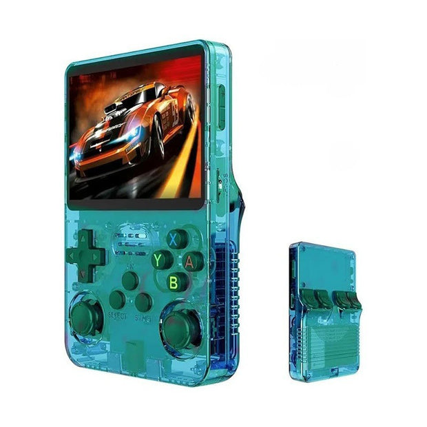 R36S Portable Handheld Arcade Console by eprolo in lake blue, perfect for a casual gaming experience with open source handheld games.