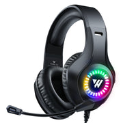 Wired eSports Braided Cable Headphones with Luminous Effects for Mobile and PC Gaming by eprolo showcasing vibrant RGB lighting and a sleek design.