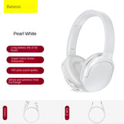 אוזניות D02 PRO Wireless Headset מבית eprolo בצבע לבן פנינה, עם חיי סוללה ארוכים של 50 שעות, איכות סאונד HiFi, וצמצום רעש גבוה.