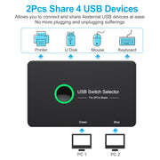 USB 3.0 Switch USB Switch with sleek design for sharing USB devices across 2 computers.