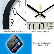 Feature highlight of 2025 Digital Wall Clock by eprolo including battery and its timekeeping capability.