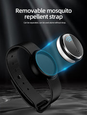 Close-up of eprolo Ultrasonic Mosquito Repellent device with removable strap, highlighting its versatility and ease of use for effective mosquito control.