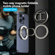 Metallic silver two-way magnetic foldable mobile phone holder by eprolo, perfect for secure phone mounts in cars, gyms, and more.