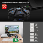 HXSJ P9 keyboard mouse converter set with USB ports, designed for gaming consoles like PS3, PS4, Xbox One, Switch and Xbox 360, by eprolo.