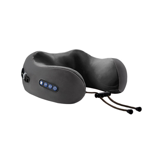 U-Shaped Neck Pillow Massager with Memory Foam & Heating by eprolo, showcasing a sleek black design with control buttons for easy use.
