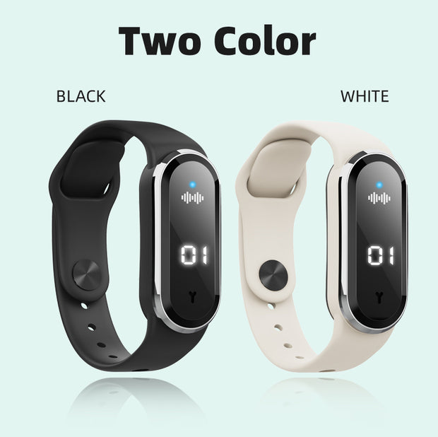 Two color options of the Ultrasonic Mosquito Repellent Bracelet by eprolo, featuring black and white designs side by side.