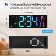 Large display 16" Remote Control Dual Alarm Wall Clock by eprolo, showcasing its simple design and easy-to-read LED interface.