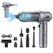 High Suction Portable Car Vacuum Cleaner by eprolo displayed with its sleek build and multiple accessory attachments, perfect for efficient car cleaning and maintenance.