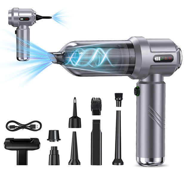 High Suction Portable Car Vacuum Cleaner by eprolo displayed with its sleek build and multiple accessory attachments, perfect for efficient car cleaning and maintenance.