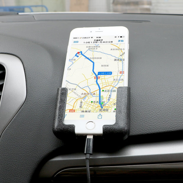 LEEPEE Adjustable Width Car Interior Accessories Multifunction Car Cell Phone Holder in use with a smartphone displaying GPS navigation, ensuring safe driving navigation by vendor eprolo.