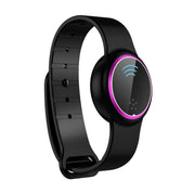 Ultrasonic Mosquito Repellent by eprolo featuring a sleek black wristband with a purple accent, designed for outdoor mosquito protection.