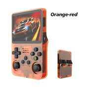 R36S Portable Handheld Arcade Console by eprolo in vibrant red, designed for fun with open source handheld games.