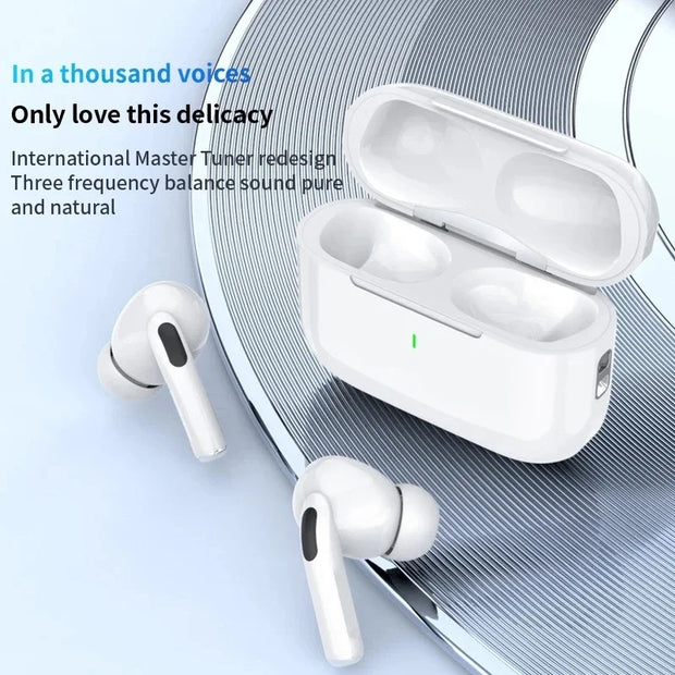 אוזניות Air Pro Bluetooth 5.3 של eprolo עם קייס טעינה פתוח, מציגות עיצוב מודרני עם סאונד איכותי.